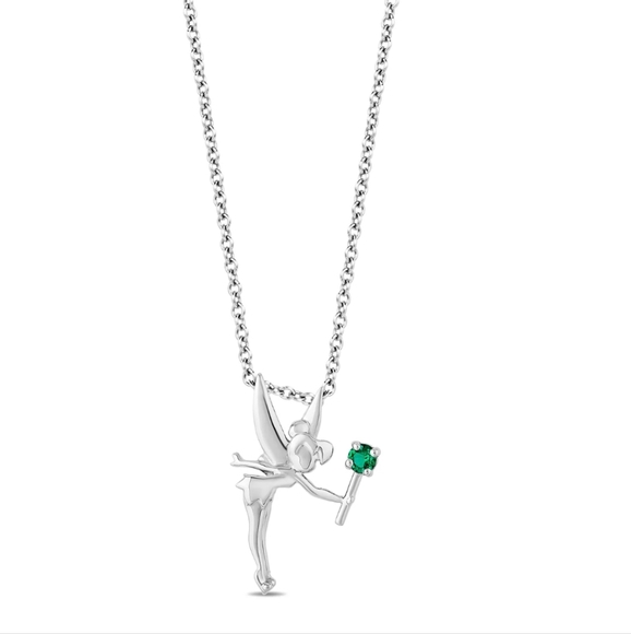 Echanted Disney Tinker Bell sterling pendant, Silver and green stone - Picture 2 of 5